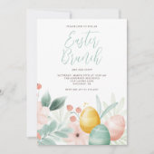 Waterverf Floral Easter Brunch Kaart (Voorkant)