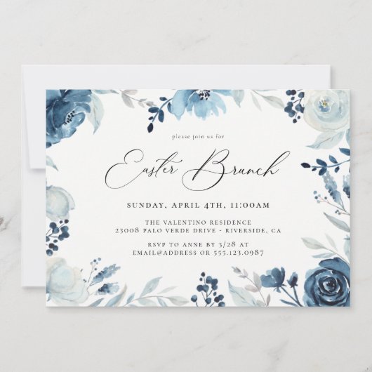 Waterverf Floral Easter Brunch Uitnodiging (Voorkant)