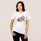 Waterverf Floral Easter Bunny Rabbit | FEESTDAGEN Tri-Blend Shirt (Voorkant volledig)