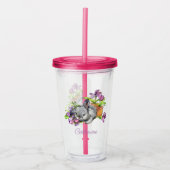 Waterverf Floral Easter Bunny Rabbit op maat Acryl Drinkbeker (Voorkant)