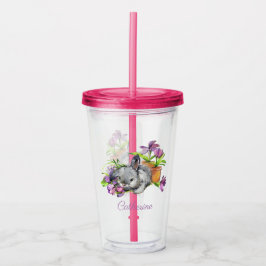 Waterverf Floral Easter Bunny Rabbit op maat Acryl Drinkbeker