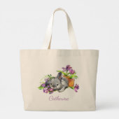 Waterverf Floral Easter Bunny Rabbit op maat Grote Tote Bag (Achterkant)