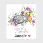 Waterverf Floral Easter Bunny Rabbit op maat Sticker (Vel)
