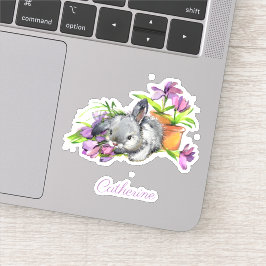 Waterverf Floral Easter Bunny Rabbit op maat Sticker