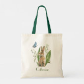Waterverf Floral Easter Bunny Rabbit op maat Tote Bag (Achterkant)