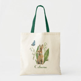 Waterverf Floral Easter Bunny Rabbit op maat Tote Bag