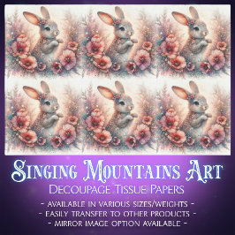 Waterverf Floral Easter Rabbit Decoupage Tissuepapier