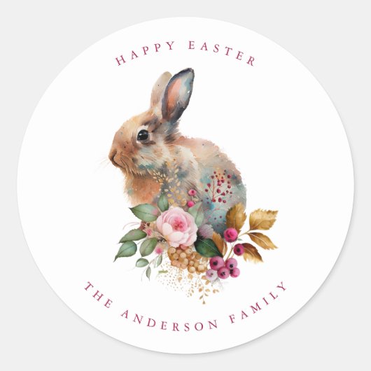 Waterverf Floral Easter Ronde Sticker (Voorkant)
