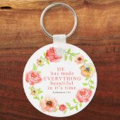 Waterverf Floral Ecclesiastes Sleutelhanger Script (Voorkant)