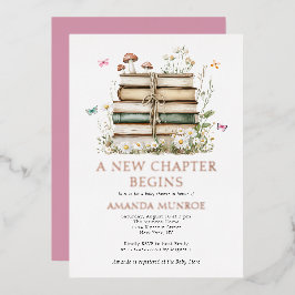 Waterverf Floral Een nieuw Chapter Baby shower Folie Uitnodiging