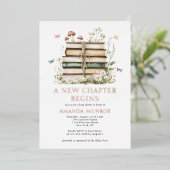 Waterverf Floral Een nieuw Chapter Baby shower Folie Uitnodiging (Staand Voorkant)