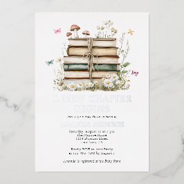 Waterverf Floral Een nieuw Chapter Baby shower Folie Uitnodiging