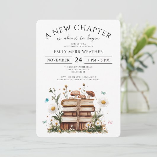 Waterverf Floral Een nieuw Chapter Baby shower Kaart (Staand voorkant)