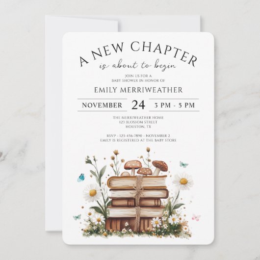 Waterverf Floral Een nieuw Chapter Baby shower Kaart (Voorkant)