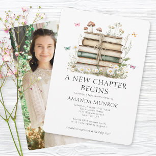 Waterverf Floral Een nieuw Chapter Photo Baby show Kaart