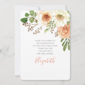 Waterverf Floral Eerste Communie Dank u kaart (Achterkant)