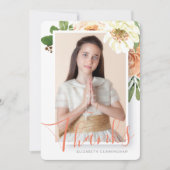 Waterverf Floral Eerste Communie Dank u kaart (Voorkant)