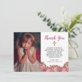 Waterverf Floral Eerste Heilige Communie Hartelijk Bedankkaart (Staand voorkant)