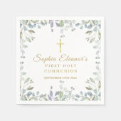 Waterverf Floral Eerste Heilige Communie Servet (Voorkant)