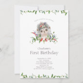 Waterverf Floral eerste verjaardag Kaart (Voorkant)