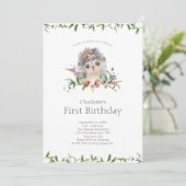 Waterverf Floral eerste verjaardag Kaart (Staand voorkant)