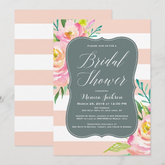 Waterverf Floral Elegance Vrijgezellenfeest Kaart (Voorkant / Achterkant)