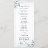 Waterverf Floral Elegant Anemone Bouquet Wedding Programmakaart (Achterkant)