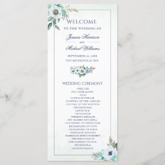 Waterverf Floral Elegant Anemone Bouquet Wedding Programmakaart