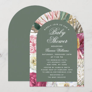 Waterverf Floral Elegant Baby shower Kaart