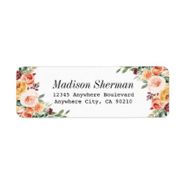 Waterverf Floral Elegant Blush Burgundy Wedding Etiket