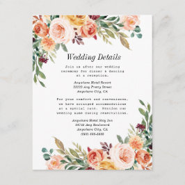 Waterverf Floral Elegant Blush Burgundy Wedding Informatiekaartje