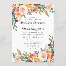 Waterverf Floral Elegant Blush Burgundy Wedding