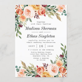 Waterverf Floral Elegant Blush Burgundy Wedding Kaart