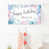 Waterverf Floral Elegant Boerderij Happy Birthday Spandoek (Insitu)