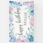 Waterverf Floral Elegant Boerderij Happy Birthday Spandoek (Verticaal)