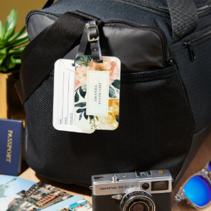 Waterverf Floral Elegant Botanical Personalized Bagagelabel