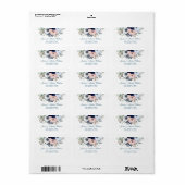 Waterverf Floral Elegant Bouquet Blue Anemone Etiket (Full Sheet)