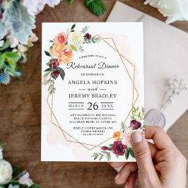 Waterverf Floral Elegant Chic Rehearsal Dinner Kaart