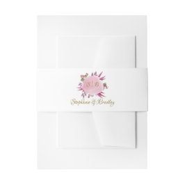 Waterverf Floral Elegant Modern Monogram Trouwen Uitnodigingen Wikkel