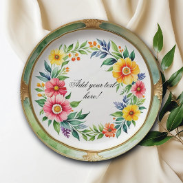 Waterverf Floral Elegant Papieren Bordje