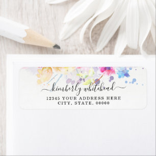 Waterverf Floral Elegant Pastel Etiket