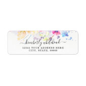 Waterverf Floral Elegant Pastel Etiket (Voorkant)