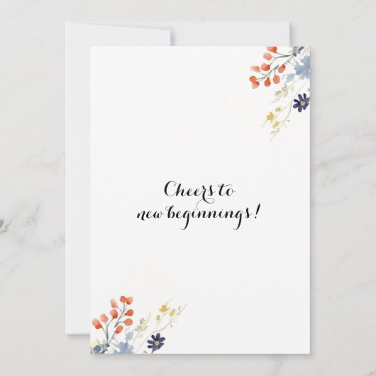 Waterverf Floral Elegant Pensioenfeest Kaart (Achterkant)