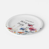 Waterverf Floral Elegant Pensioenfeest Papieren Bordje (Gekanteld)