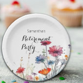 Waterverf Floral Elegant Pensioenfeest Papieren Bordje