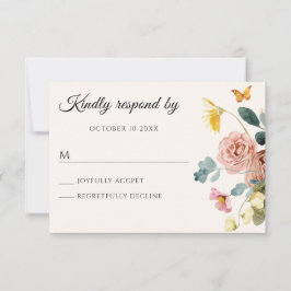 Waterverf floral elegant RSVP kaartje