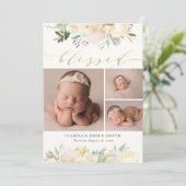 Waterverf Floral Elegant Script Calligraphy Birth Aankondiging (Staand voorkant)