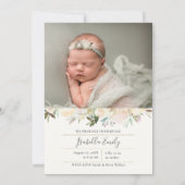 Waterverf Floral Elegant Script Calligraphy Birth Aankondiging (Achterkant)