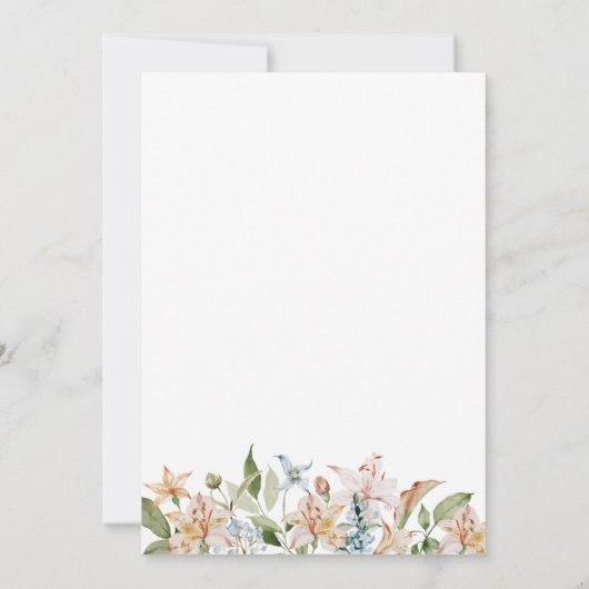 Waterverf Floral Elegant Script Wedding Kaart (Achterkant)