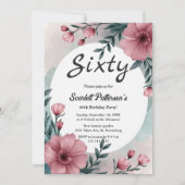 Waterverf Floral Elegant Summer 60th Birthday Kaart (Voorkant)